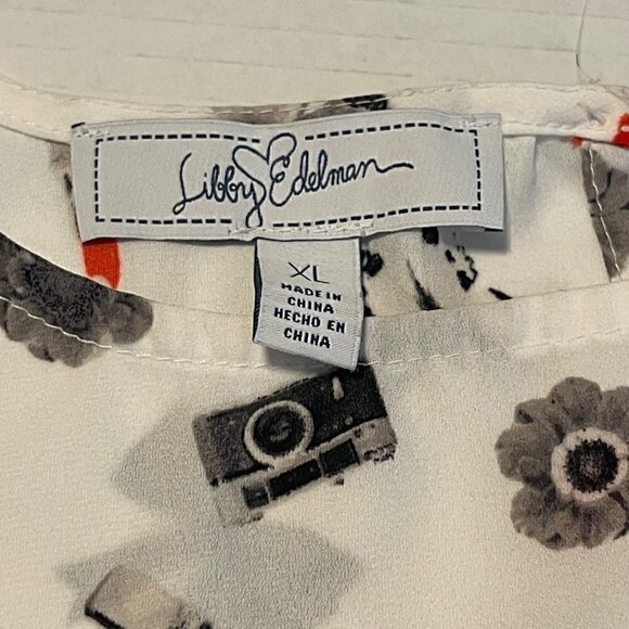 Libby Edelman Novelty Blouse Long Sleeve Elastic Cuff Valentine's Size XL - Picture 4 of 11